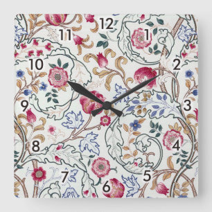 Blume, Blumenmuster, William Morris Quadratische Wanduhr