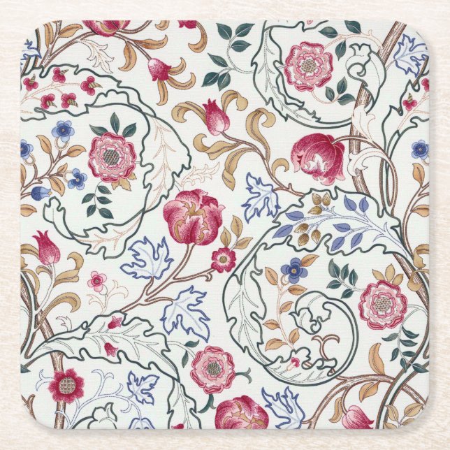 Blume, Blumenmuster, William Morris Rechteckiger Pappuntersetzer (Vorderseite)