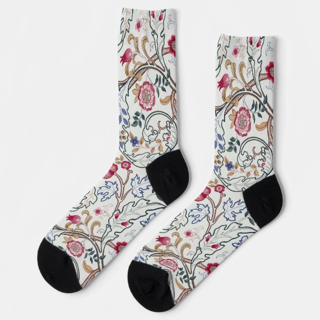 Blume, Blumenmuster, William Morris Socken (Linkes Detail)