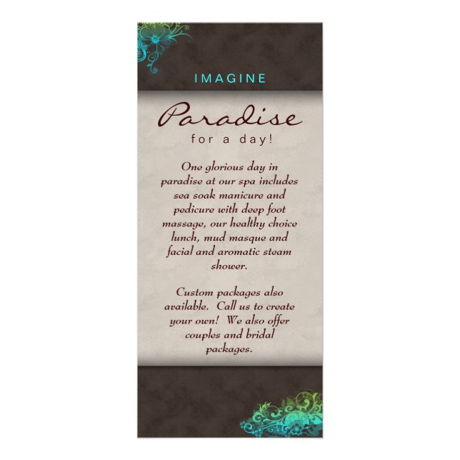 Blume Blumensalon Wellness-Center Blue Green Brown Werbekarte (Vorne)