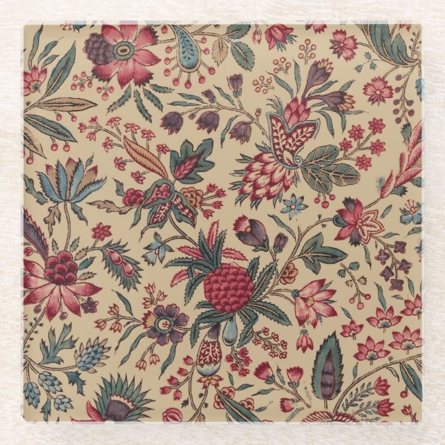 Blume Blumentapestes Needlework Art Glasuntersetzer (Vorderseite)