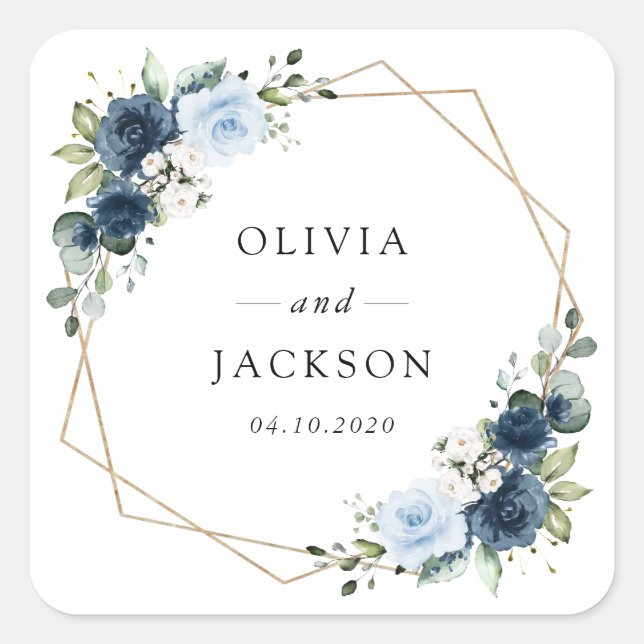 Blume, Blüten, Boho, Blumenzehen Quadratischer Aufkleber (Vorderseite)