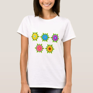 Blume Blüten Sonnenblumen Pflanze Gelb Rot Blau T-Shirt