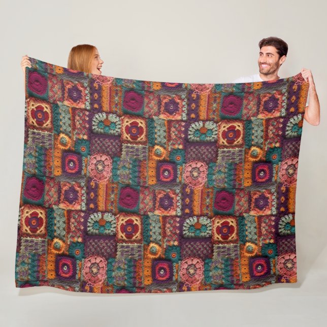 Blume Boho Crochet Fleecedecke (Beispiel)