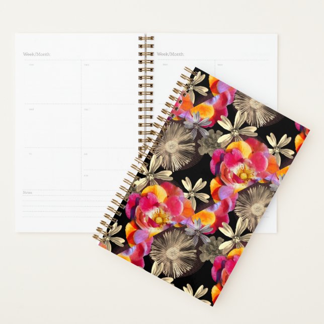 Blume Boho Floral Bold Pattern - Pink Grau Rose Planer (Anzeige)