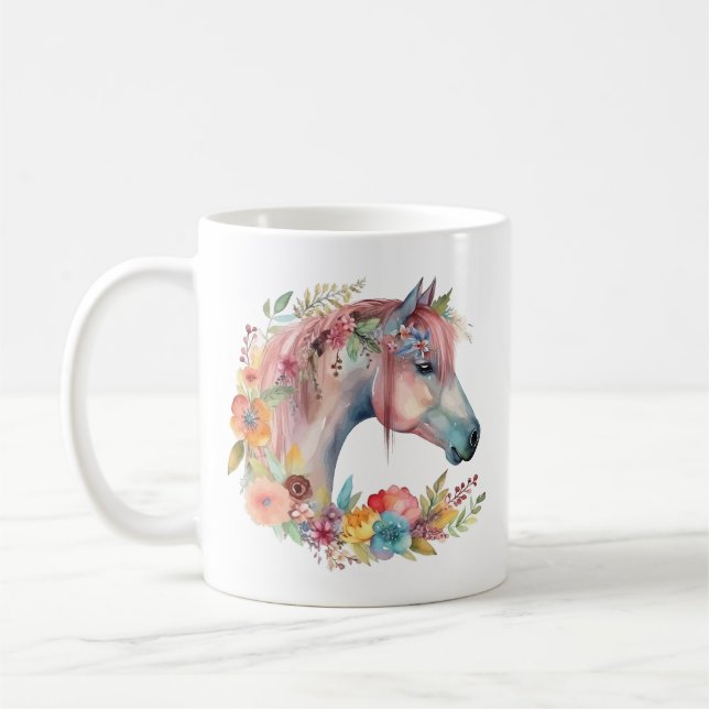 Blume Boho Horse Pastel Kaffeetasse (Links)