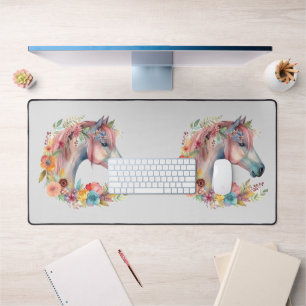 Blume Boho Horse Pastel Schreibtischunterlage