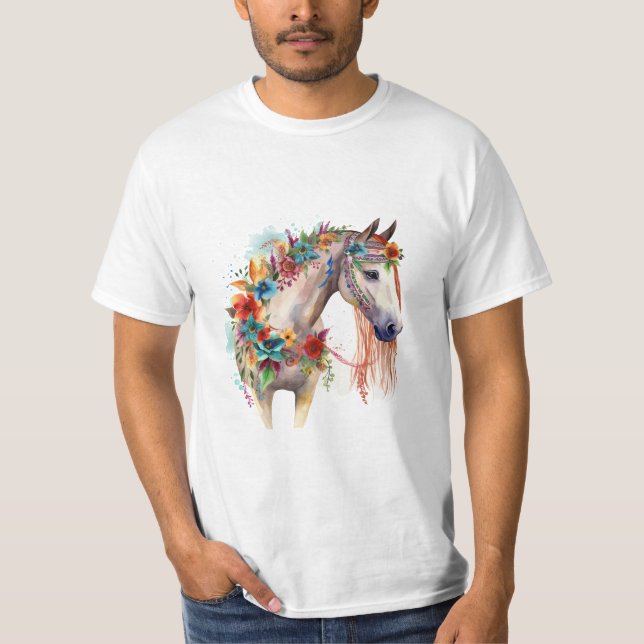 Blume Boho Horse Pastel T-Shirt (Vorderseite)