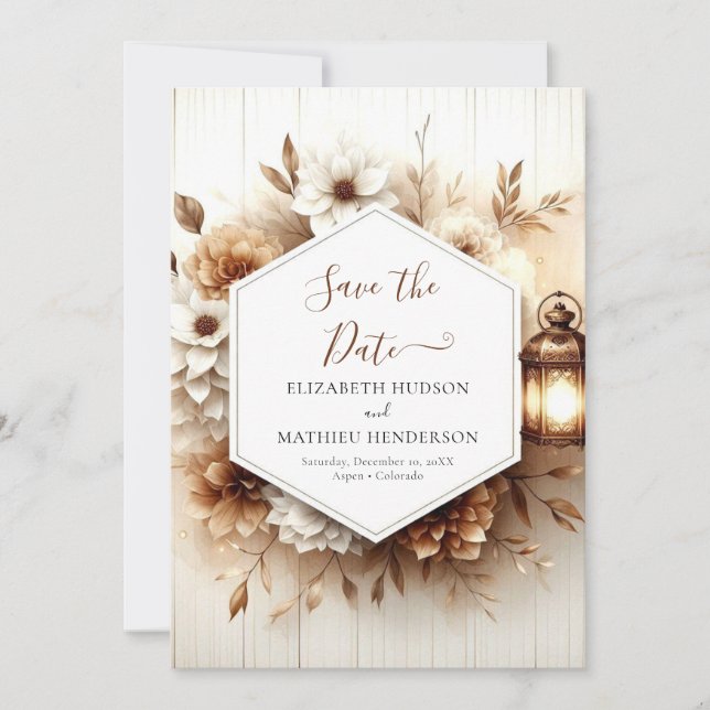 Blume Boho Rustic Wedding Save The Date (Vorderseite)
