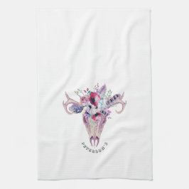 Blume Boho Skull Geschirrtuch