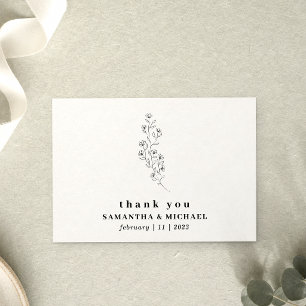 Blume Boho Weiß Klar Indie Hochzeit Danke Einladung