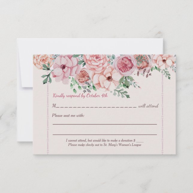 Blume Borders RSVP Karte (Vorderseite)