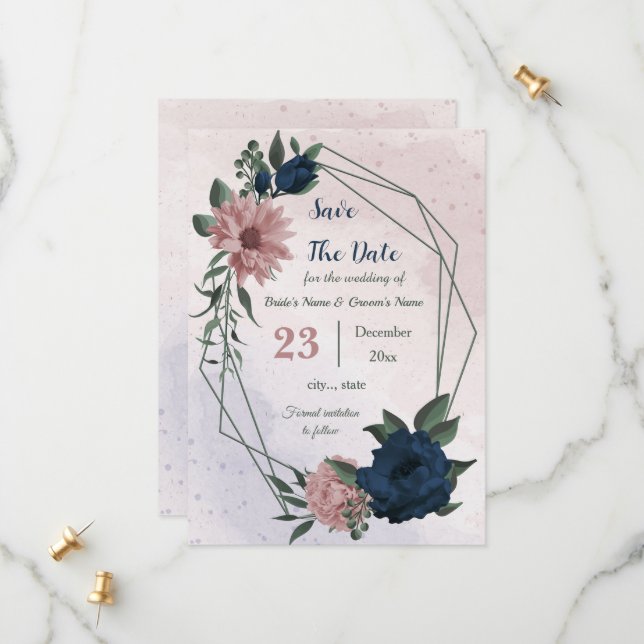 Blume botanisch save the date (Vorderseite/Rückseite Beispiel)
