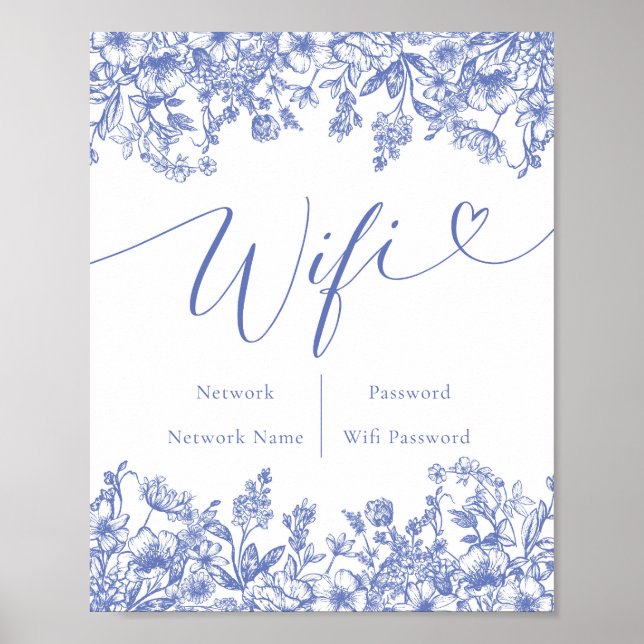 Blume Botanischer Blauer Blumenstrauß Poster (Vorne)