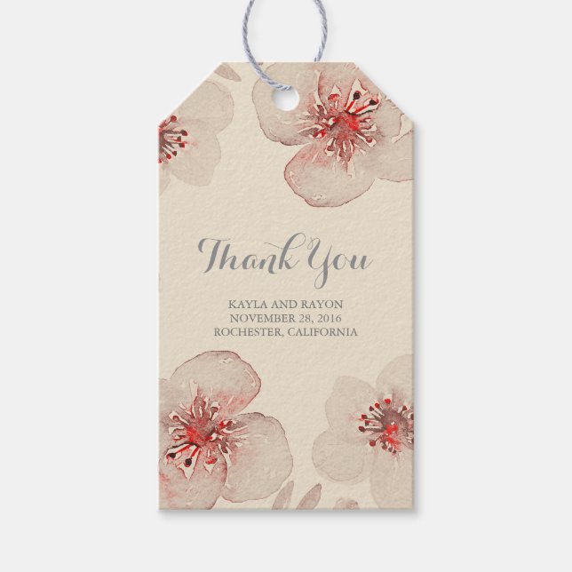 Blume Botanischer Jahrgang Hochzeit Geschenkanhänger (Vorderseite)