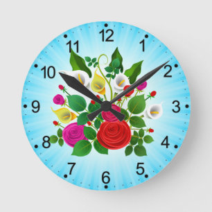 Blume Bouquet-47149 Runde Wanduhr