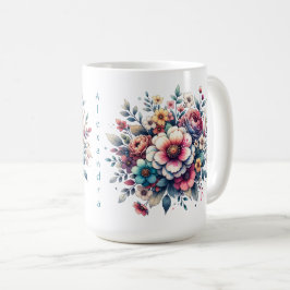 Blume Bouquet Aquarell personalisiert Kaffeetasse
