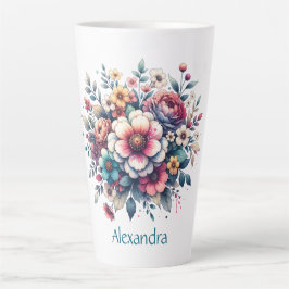 Blume Bouquet Aquarell personalisiert Milchtasse
