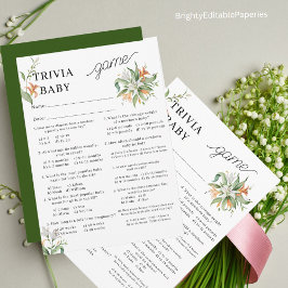 Blume Bouquet Baby Dusche Trivia Gam Mitteilungskarte
