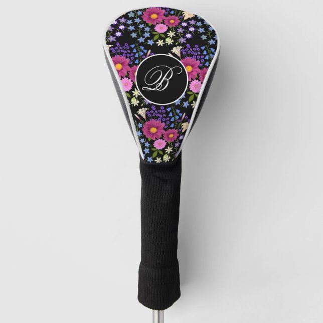 Blume Bouquet Black Monogram Golf Headcover (Vorderseite)