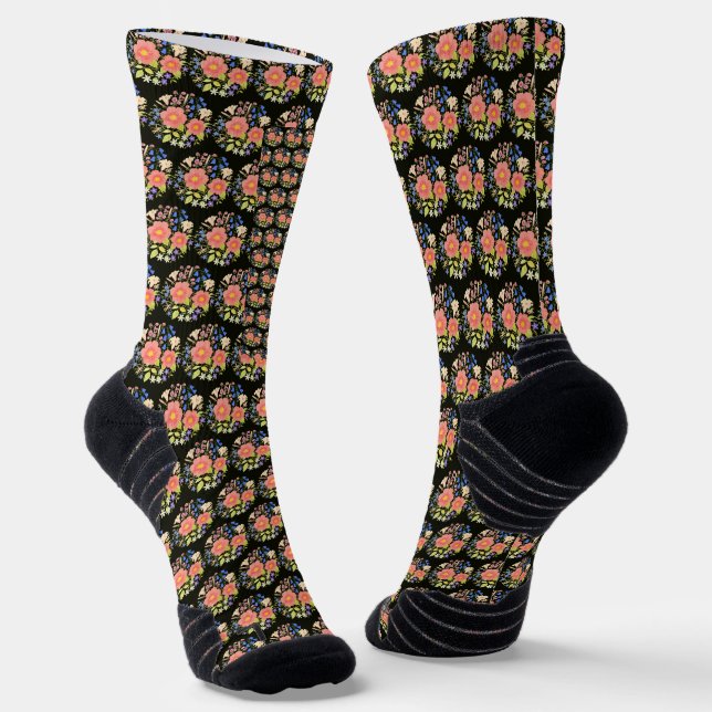 Blume Bouquet Black Socks Socken (Gewinkelt)