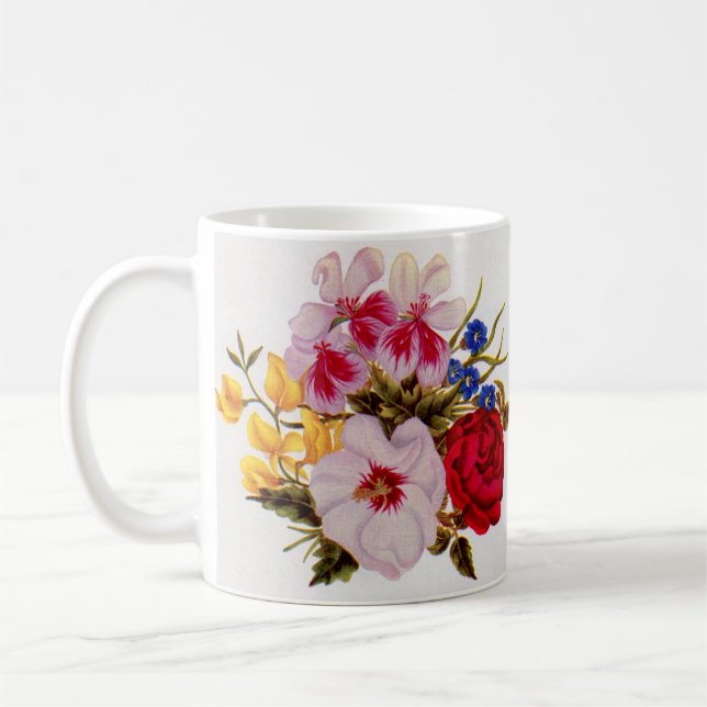 Blume-Bouquet-Blume aus dem 18. Jahrhundert Kaffeetasse (Links)