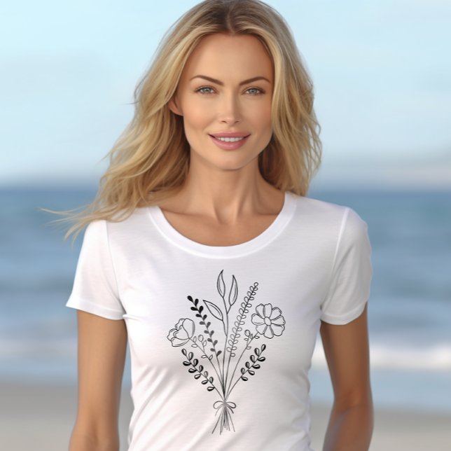 Blume Bouquet Boho Line Art Hoodie (Von Creator hochgeladen)