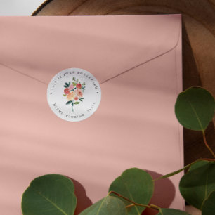 Blume Bouquet Botanische Rücksendeadresse Herbst Runder Aufkleber