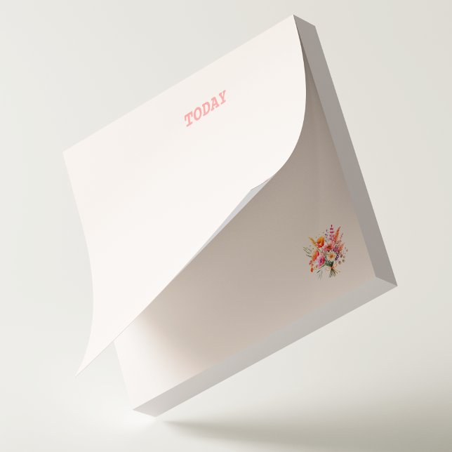 Blume Bouquet Custom Post-it Klebezettel (Pretty wildflowers customizable text Post It notes feature orange and pink details. )