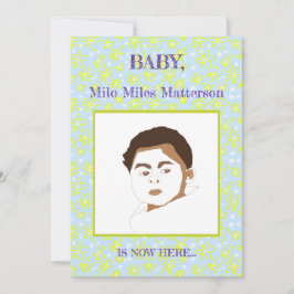 Blume Bouquet Daisy Meadow Periwinkle Lemon Birth Ankündigung