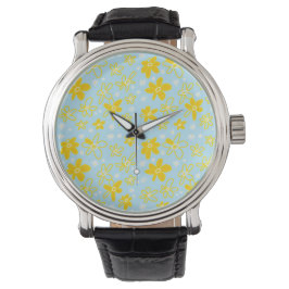 Blume Bouquet Daisy Meadow Sky Yellow White Armbanduhr