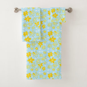 Blume Bouquet Daisy Meadow Sky Yellow White Badhandtuch Set