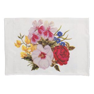 Blume-Bouquet-Druck aus dem 18. Jahrhundert Kissenbezug