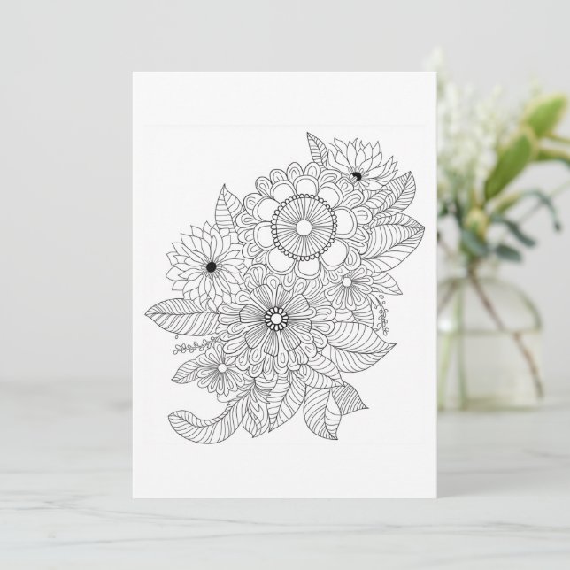 Blume Bouquet | Farbe für Ihren eigenen Gruß (Stehend Vorderseite)