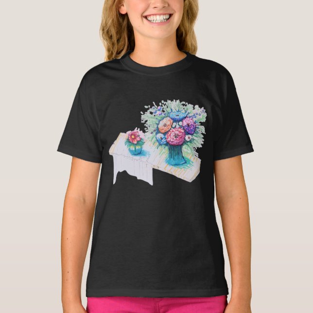 Blume Bouquet farbenfroh und lebhaft. T-Shirt (Vorderseite)
