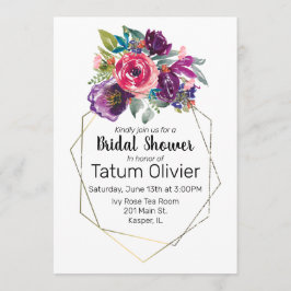 Blume Bouquet Geometric Goldrahmen Einladung