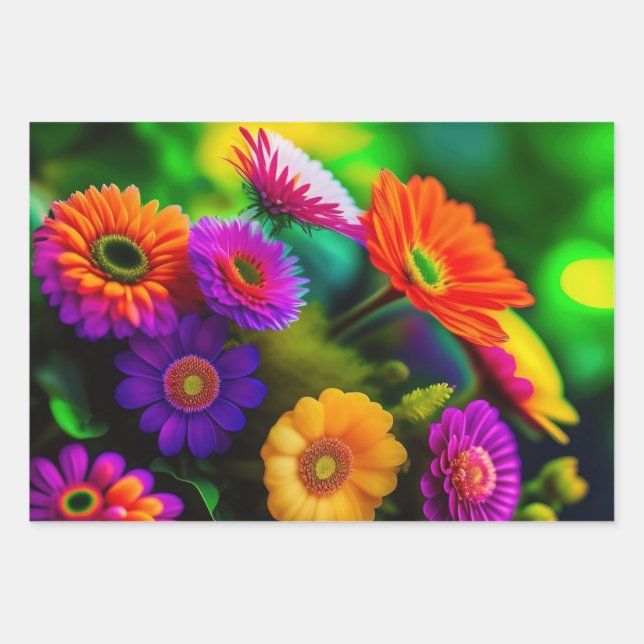 Blume Bouquet Geschenkpapier Set (Vorderseite)