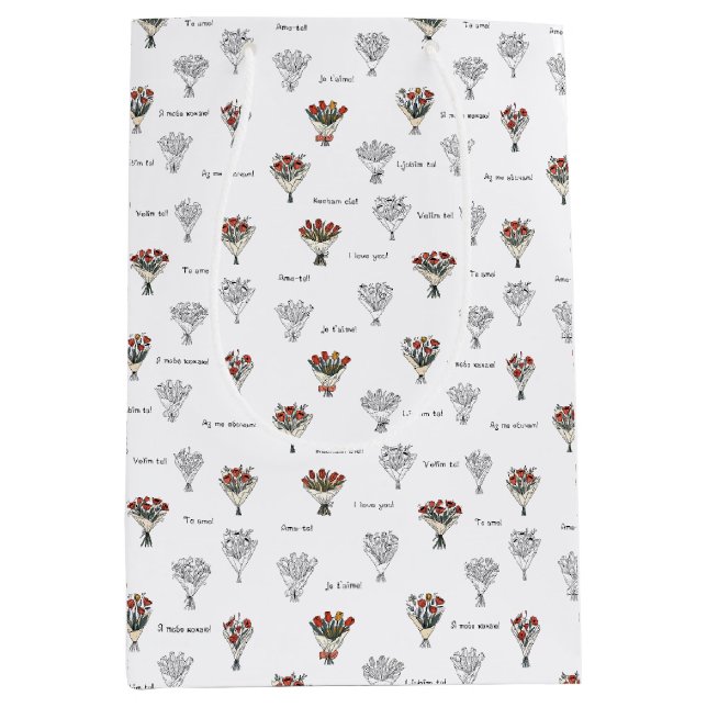 Blume Bouquet Geschenktasche Mittlere Geschenktüte (Vorderseite)