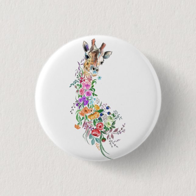Blume Bouquet Giraffe Button (Vorderseite)