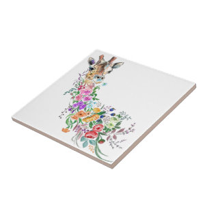 Blume Bouquet Giraffe Keramik Tile Fliese