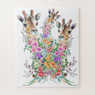 Blume Bouquet Giraffe Liebe Puzzle
