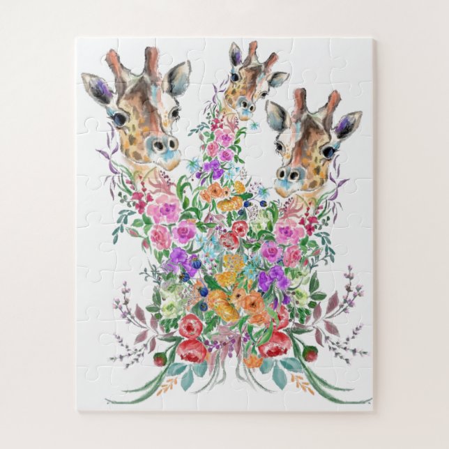 Blume Bouquet Giraffe Liebe Puzzle (Vertikal)