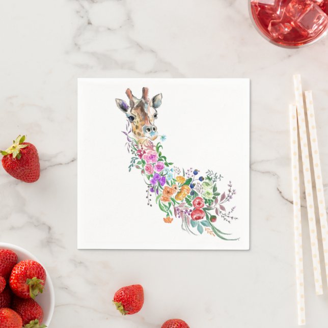 Blume Bouquet Giraffe - Zeichnend Serviette (Beispiel)