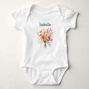 Blume Bouquet Hübsch Blumensommer Personalisiert Baby Strampler