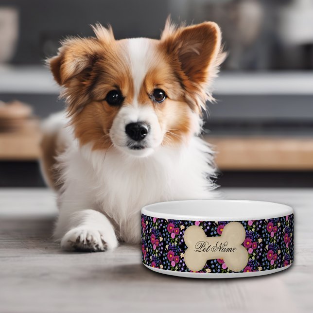 Blume Bouquet Hund oder Katzen Bowl Black Napf (Von Creator hochgeladen)