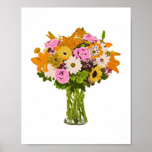 Blume Bouquet in Vase Malerei Kunst Poster