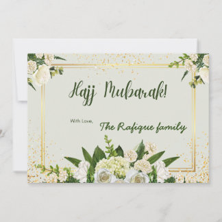 Blume Bouquet mit Hajj Mubarak-Nachricht Mitteilungskarte