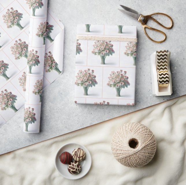 Blume Bouquet mit rosa Babynahrung Geschenkpapier (Kunsthandwerk)