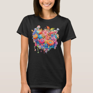 Blume Bouquet Orange & Blue Boho T-Shirt