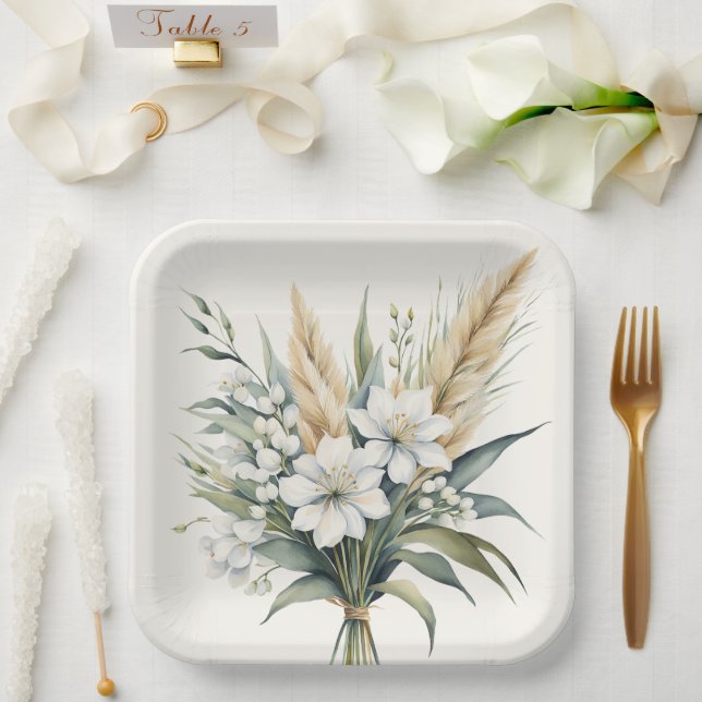 Blume Bouquet Pappteller (Hochzeit)